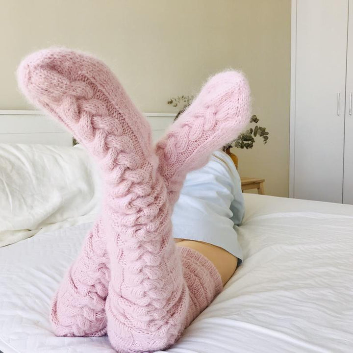 Perfect gift for her: cozy, warm, and comfortable thigh-high knit socks