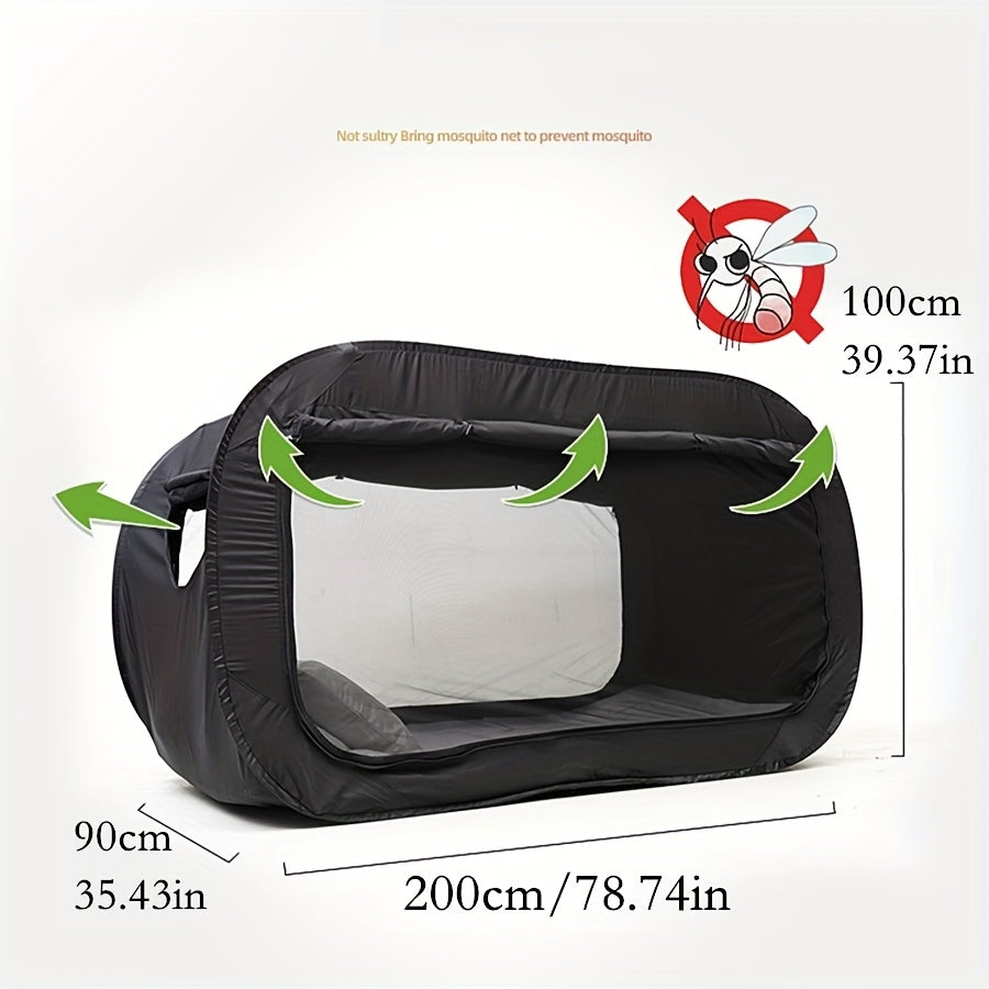 Easy setup CozyNest folding tent bed, a convenient solution for portable sleeping.