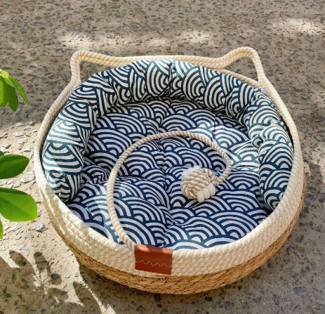 CozyNest premium handcrafted cat bed, soft and comfortable for your feline friend.