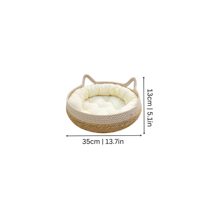 Round, plush cat bed by CozyNest, offering a cozy resting spot for cats.