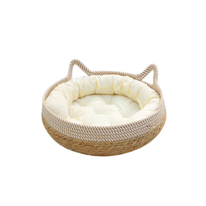 Durable sisal cat bed, ideal for scratching and napping, essential cat supplies.