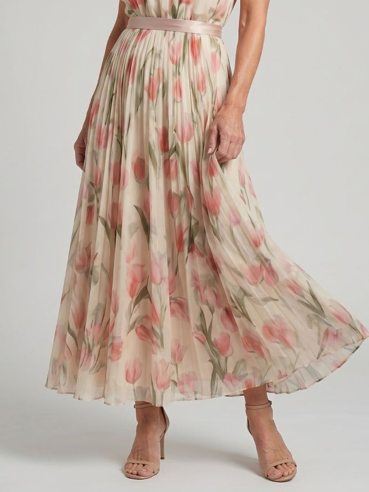 Flowy light blue halter neck midi dress featuring beautiful floral print, vacation ready.
