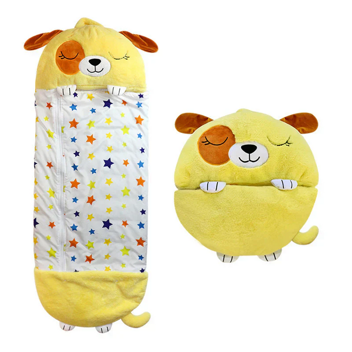 Toddler's animal sleeping bag, a soft plush cuddle toy. Perfect 2-in-1 children's bedding for sleep & play.
