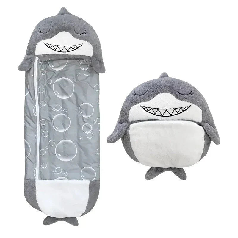 Soft toddler animal sleeping bag & cuddle toy. Portable children's bedding for comfy naps & travel.