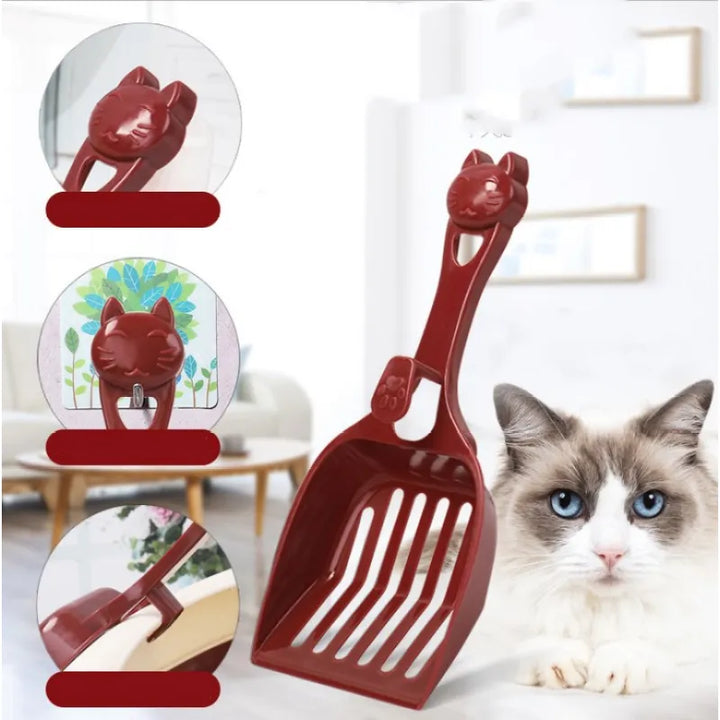 Cute cat head litter scoop, stylish & easy cleaning tool for pet litter boxes.