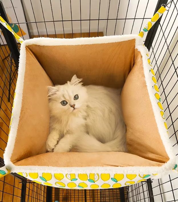 Cute patterned cat bed basket for ultimate feline comfort & cozy sleeping.