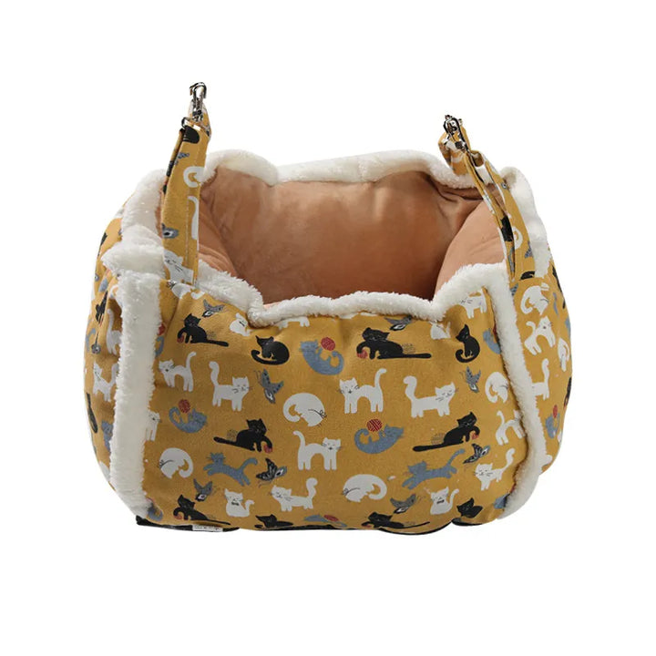 Soft pet comfort basket: a cute patterned cat bed for ultimate cozy sleeping.