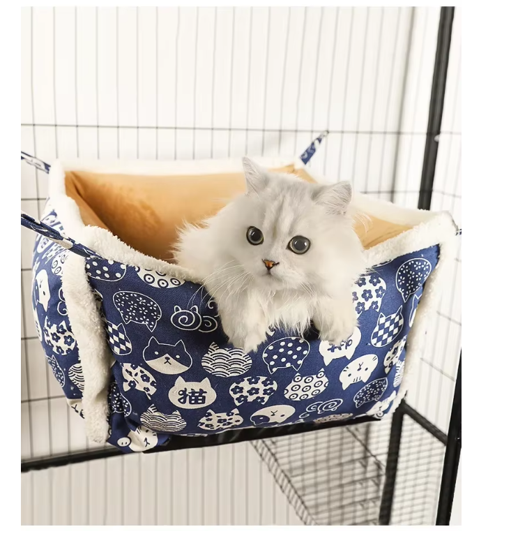 Feline's soft and cozy sleeping basket with an adorable pattern for maximum comfort.