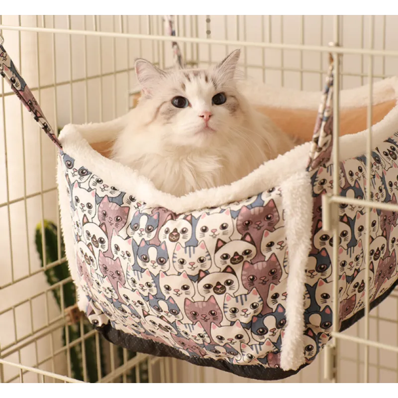 Plush pet bed: a cute patterned, soft round cat basket, ideal for deep sleep.