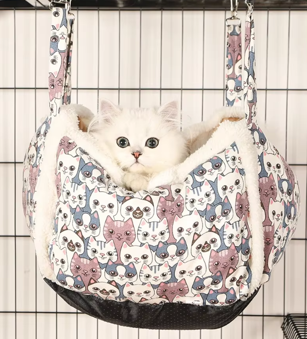 Ultimate comfort square cat bed with a cute pattern, perfect for cozy feline naps.