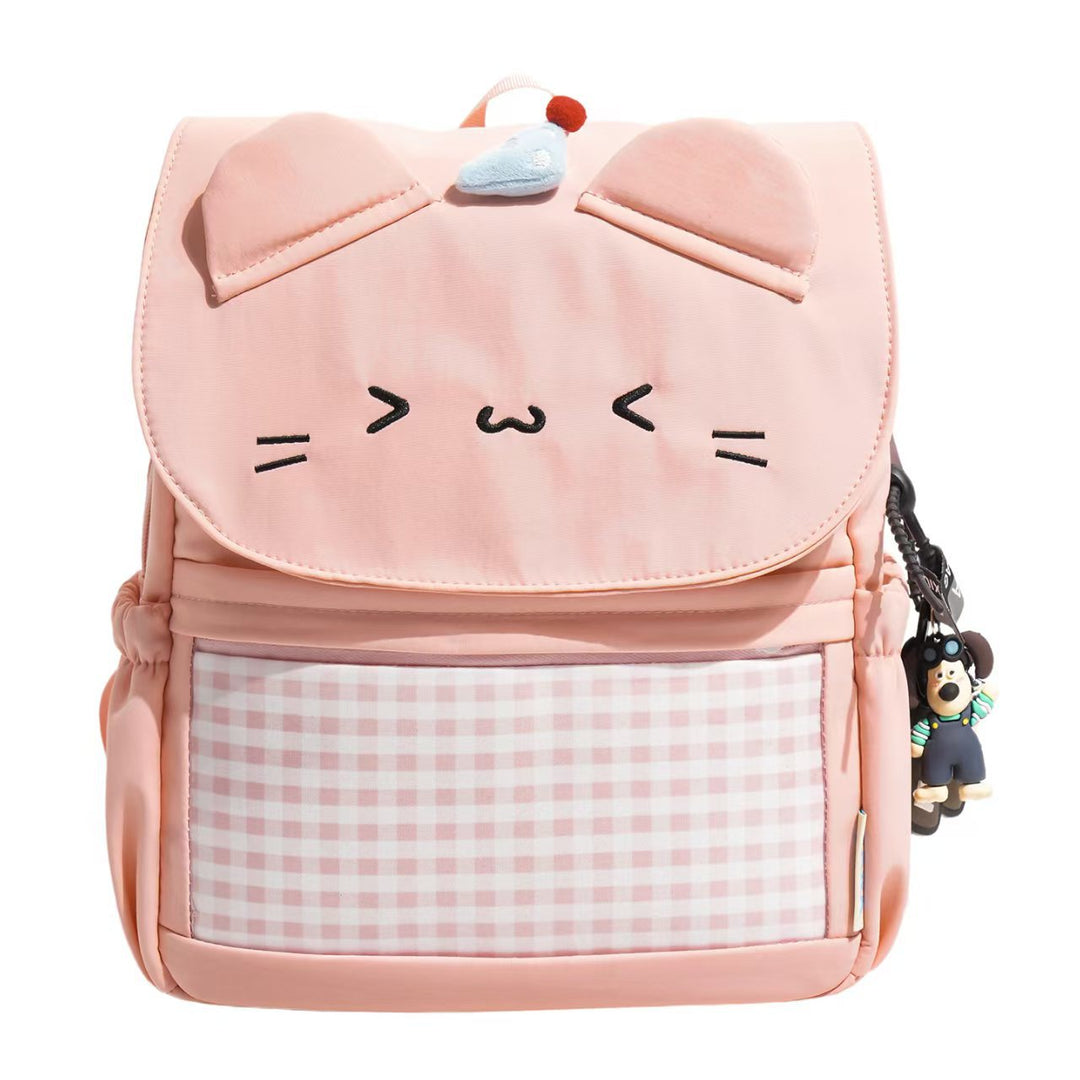 Playful character kids' school backpack for primary students, vibrant design, comfortable student bag.