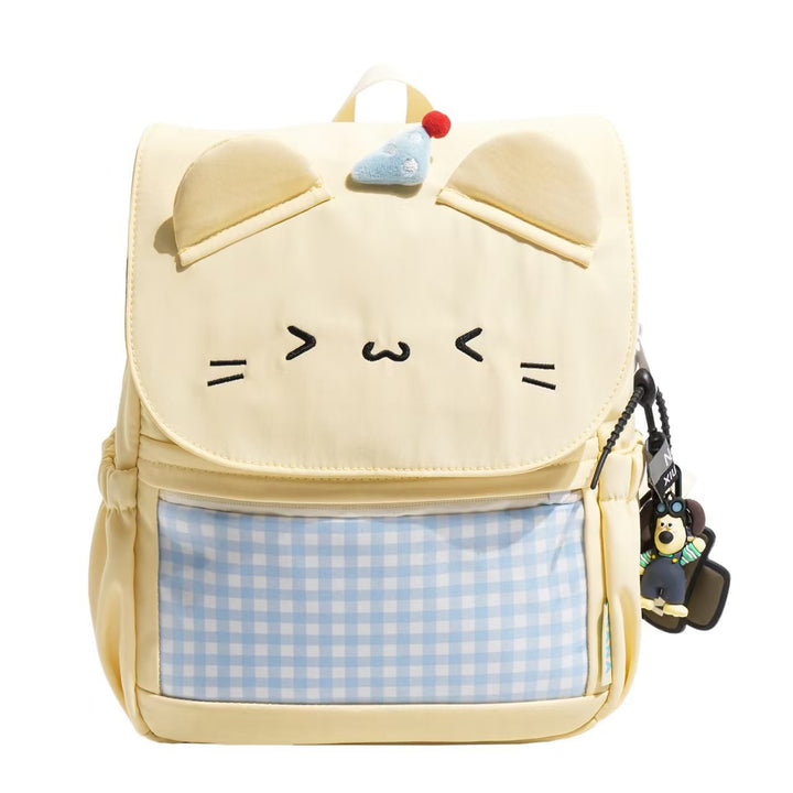 Pink character kids' school backpack with multiple compartments for organization, durable student bag.