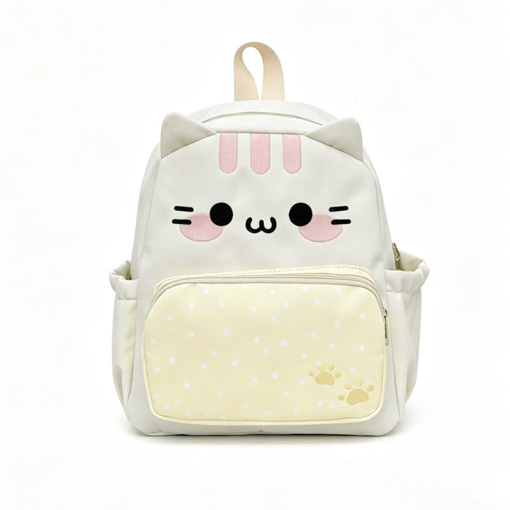 Cute yellow cat school backpack for kids & teens. Durable animal design, perfect for daily use & school.