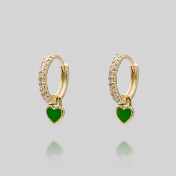 Dainty heart huggie hoop earrings for women, elegant gold plated jewelry.