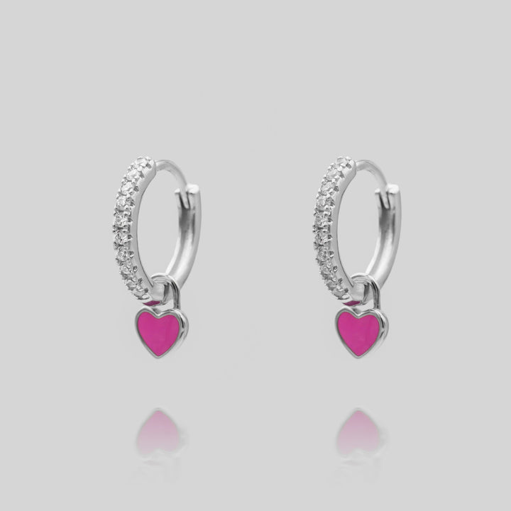 Playful colorful dainty heart huggie hoop earrings, fun women's jewelry.