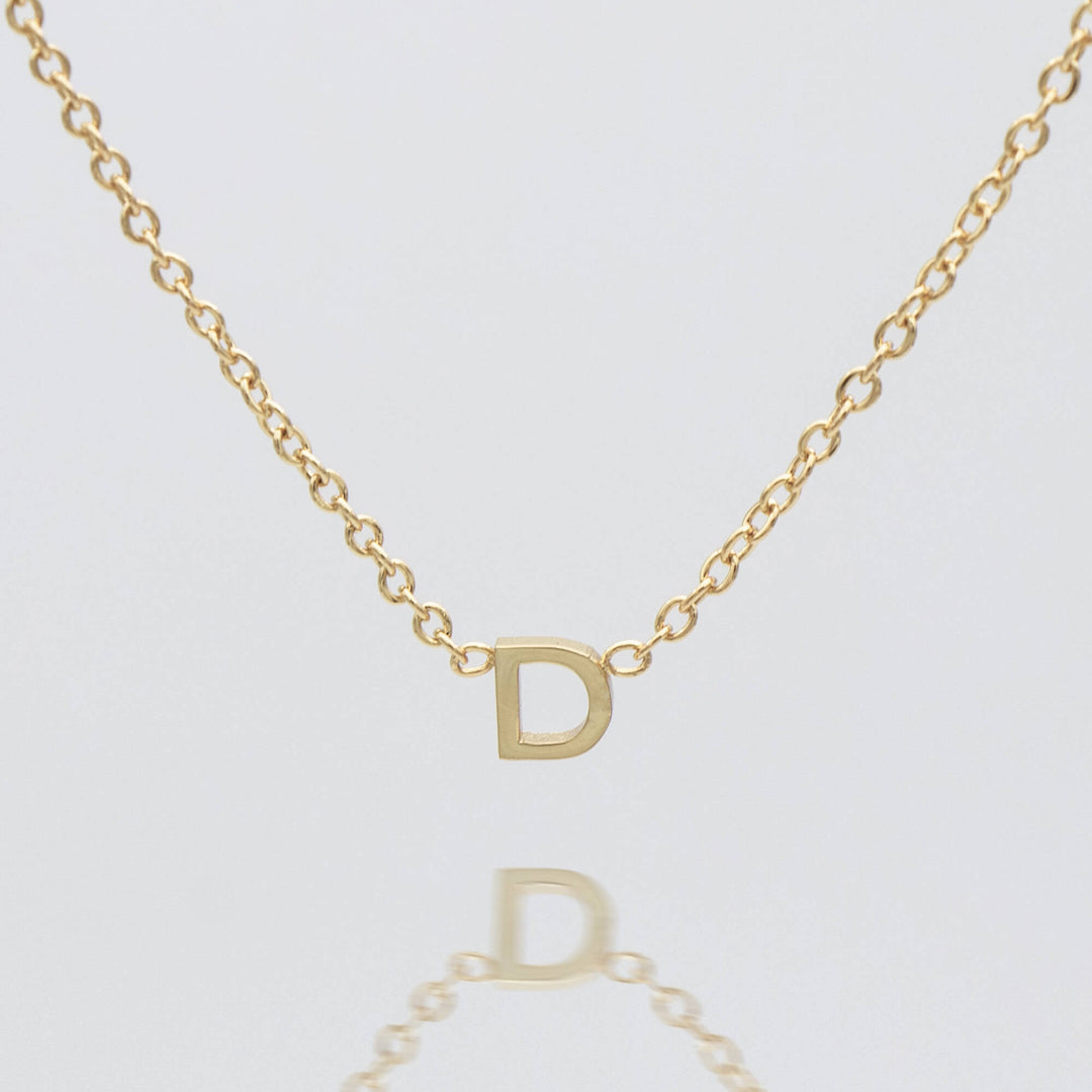 Custom gold initial pendant, dainty necklace for women.