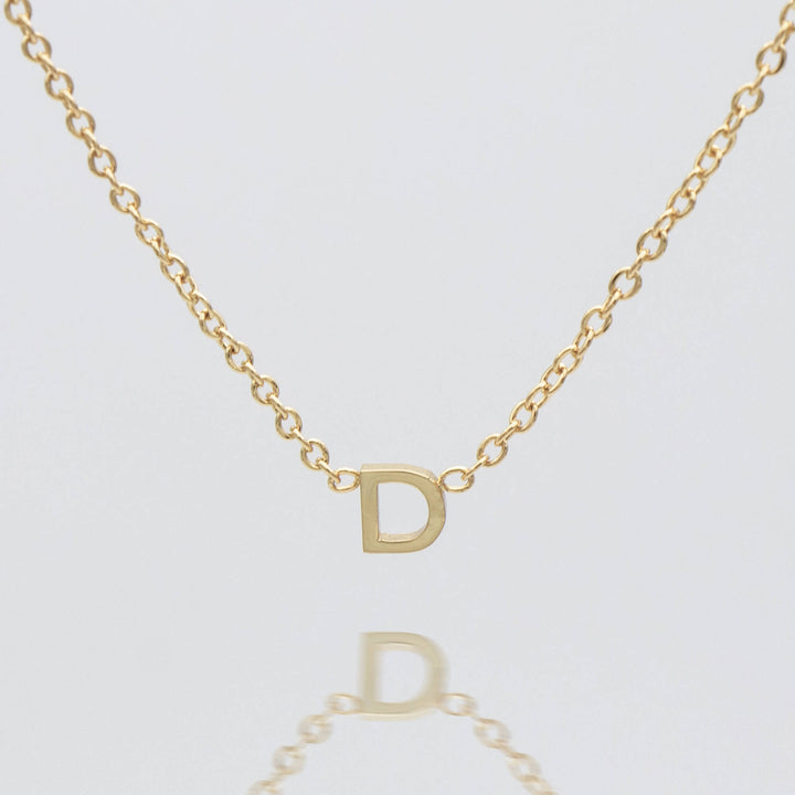 Custom gold initial pendant, dainty necklace for women.