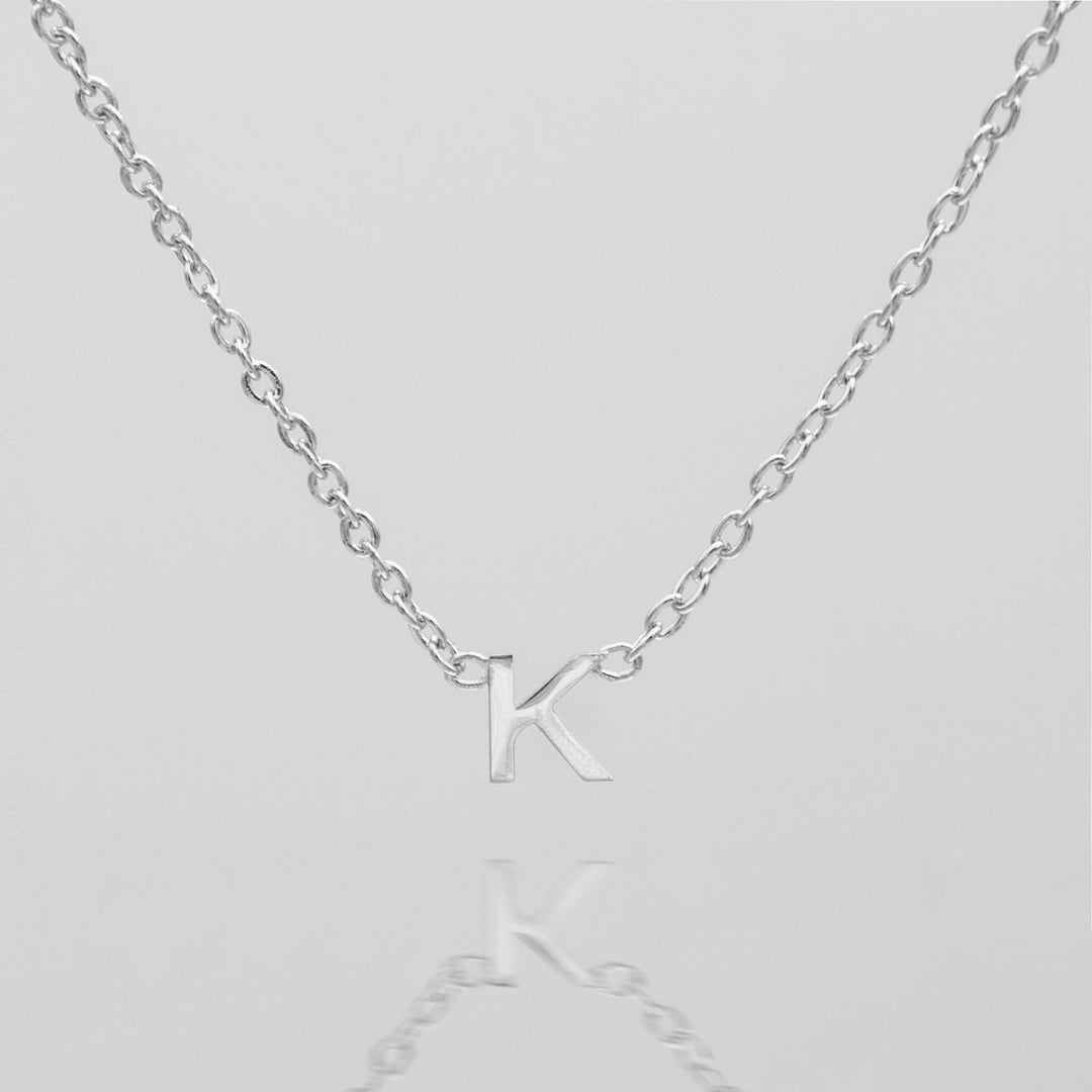 Dainty silver letter necklace, custom initial jewelry for women.