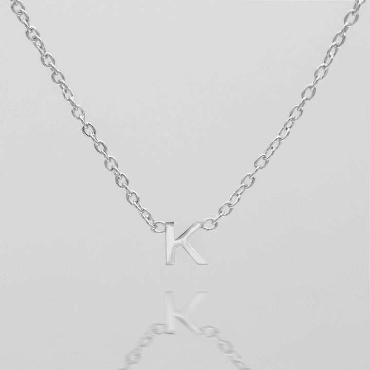 Dainty silver letter necklace, custom initial jewelry for women.