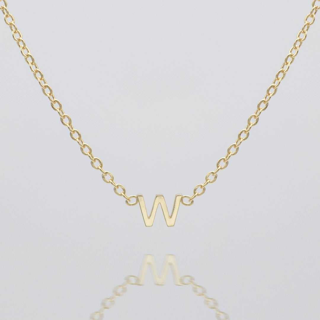 Silver letter initial necklace, delicate women's pendant.