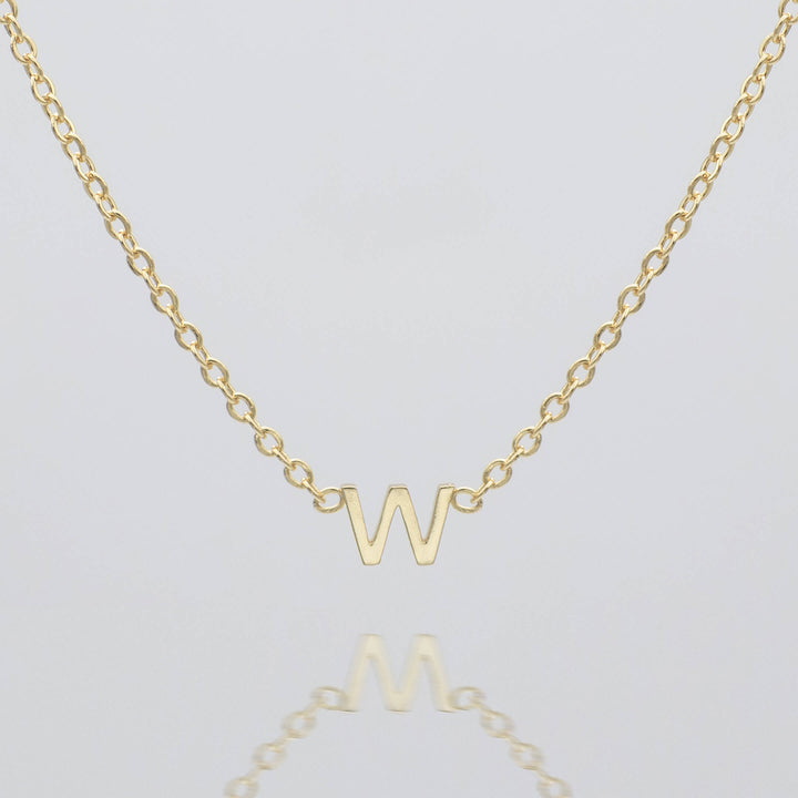 Silver letter initial necklace, delicate women's pendant.