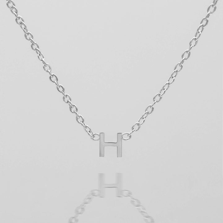 Custom initial dainty silver necklace for her.