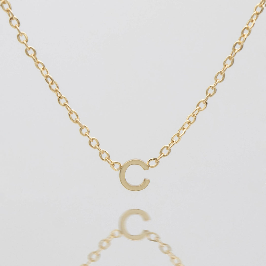 Gold personalized initial pendant necklace, women's gift.