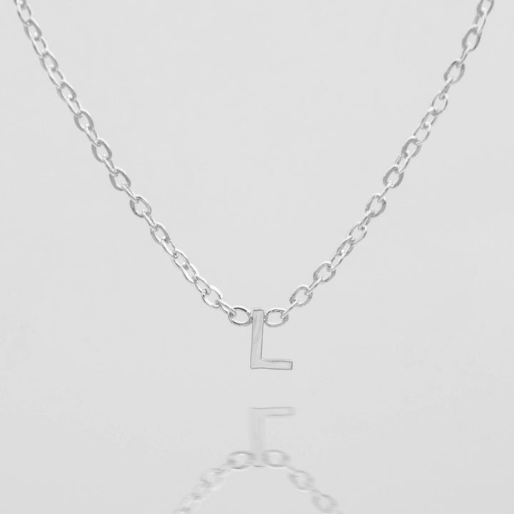 Dainty silver letter necklace, custom initial gift.