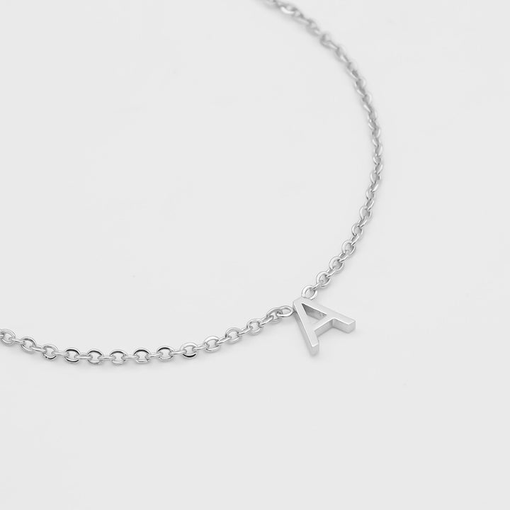 Custom letter pendant, silver dainty necklace for her.