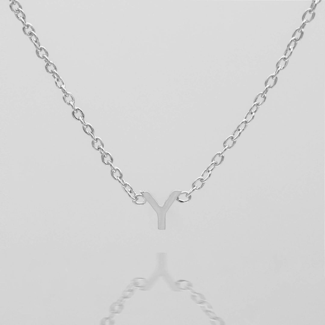 Dainty silver letter necklace, personalized and hypoallergenic.