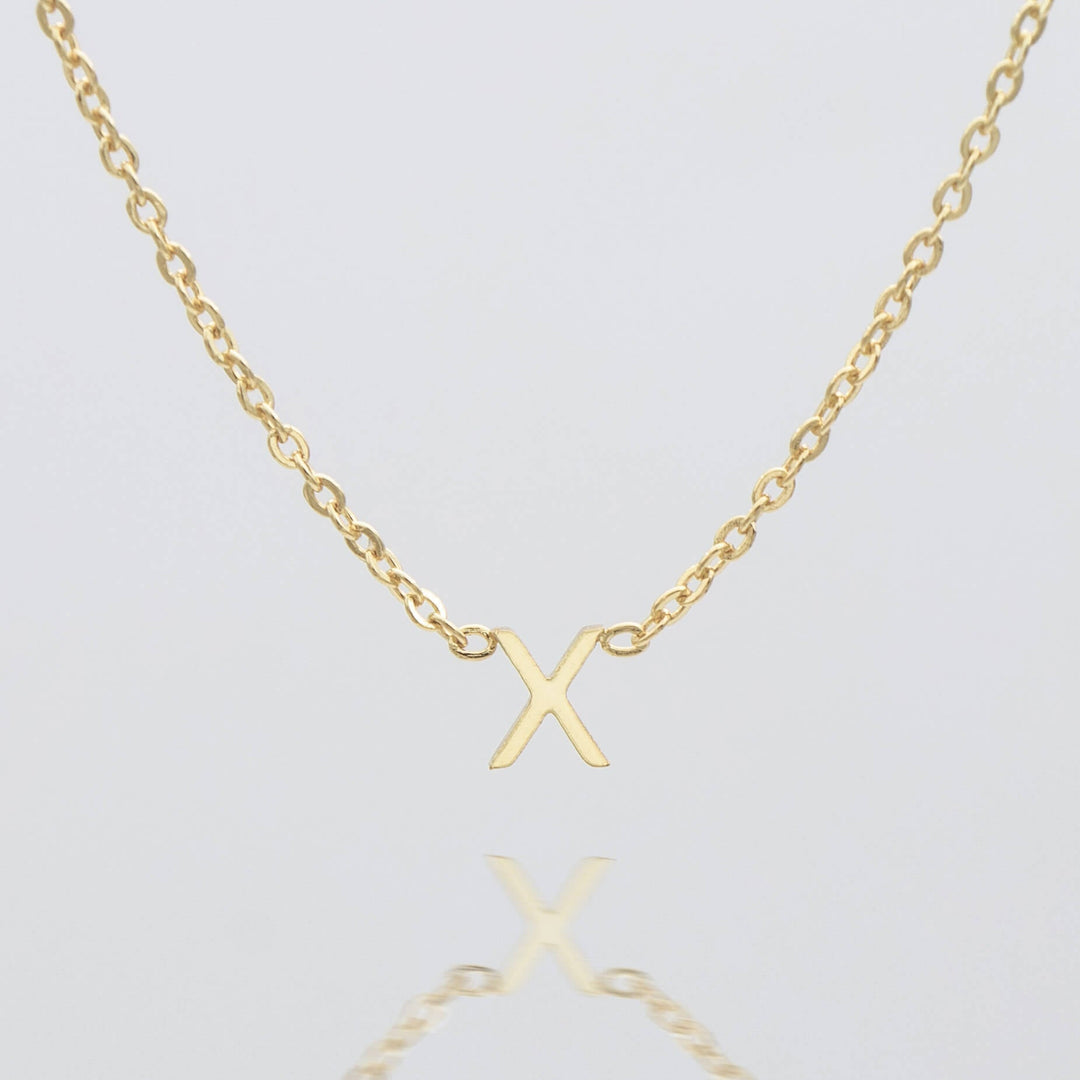 Custom dainty gold letter necklace, hypoallergenic jewelry.