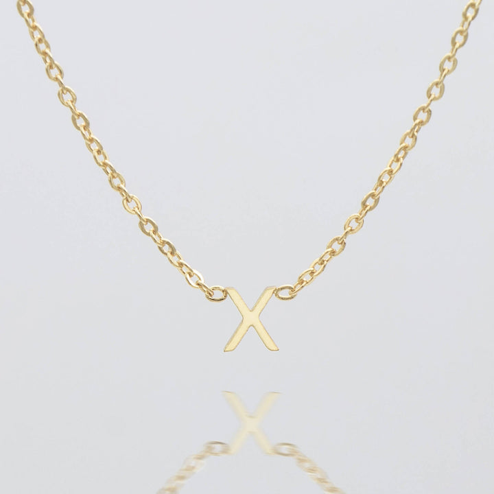 Custom dainty gold letter necklace, hypoallergenic jewelry.