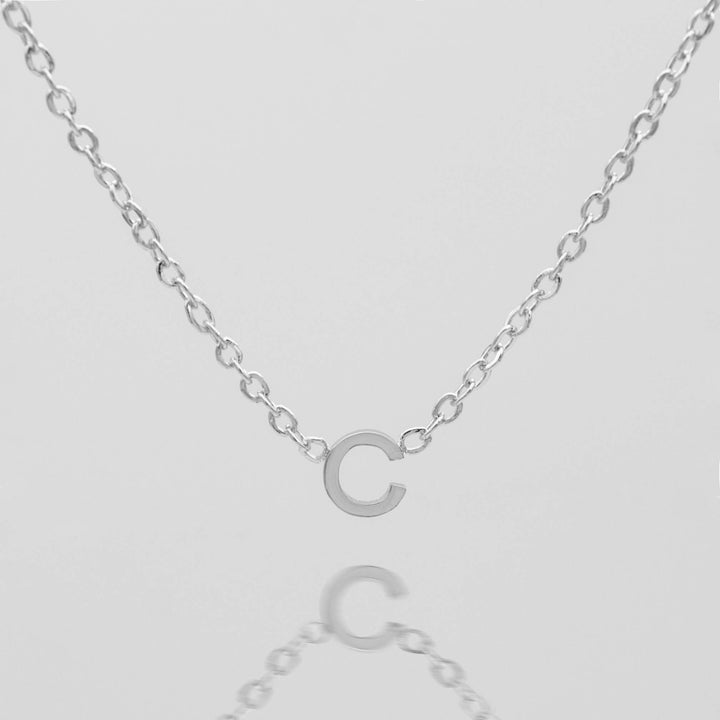 Silver personalized initial necklace, elegant women's pendant.