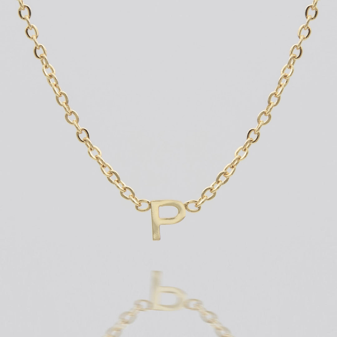 Dainty gold initial necklace, custom letter for her.