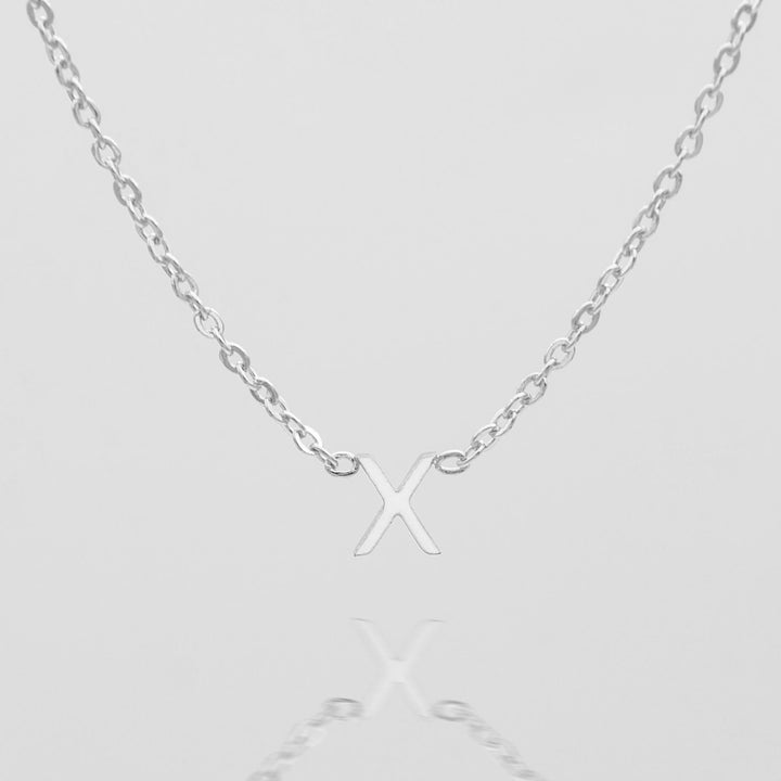 Personalized silver letter pendant, dainty women's necklace.
