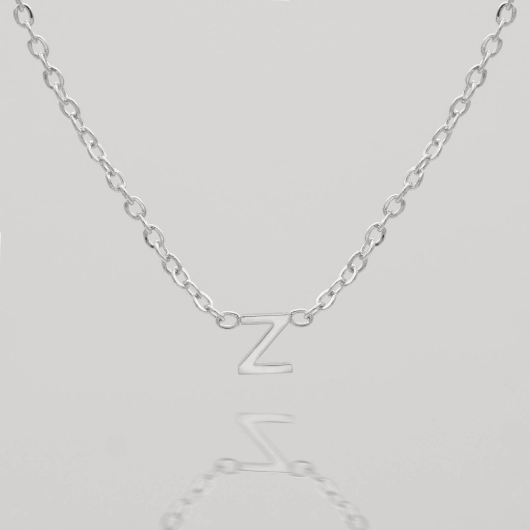 Personalized silver initial chain, delicate women's jewelry.