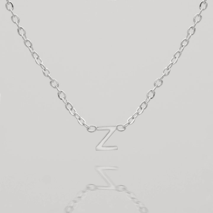 Personalized silver initial chain, delicate women's jewelry.