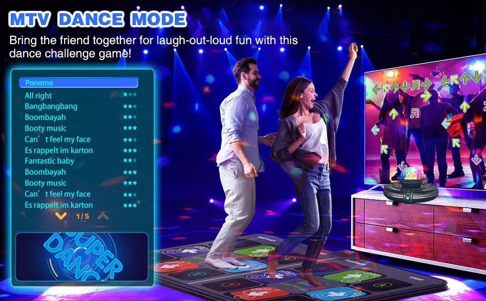 Compact storage of the DanceMaster interactive dance mat, easy to put away
