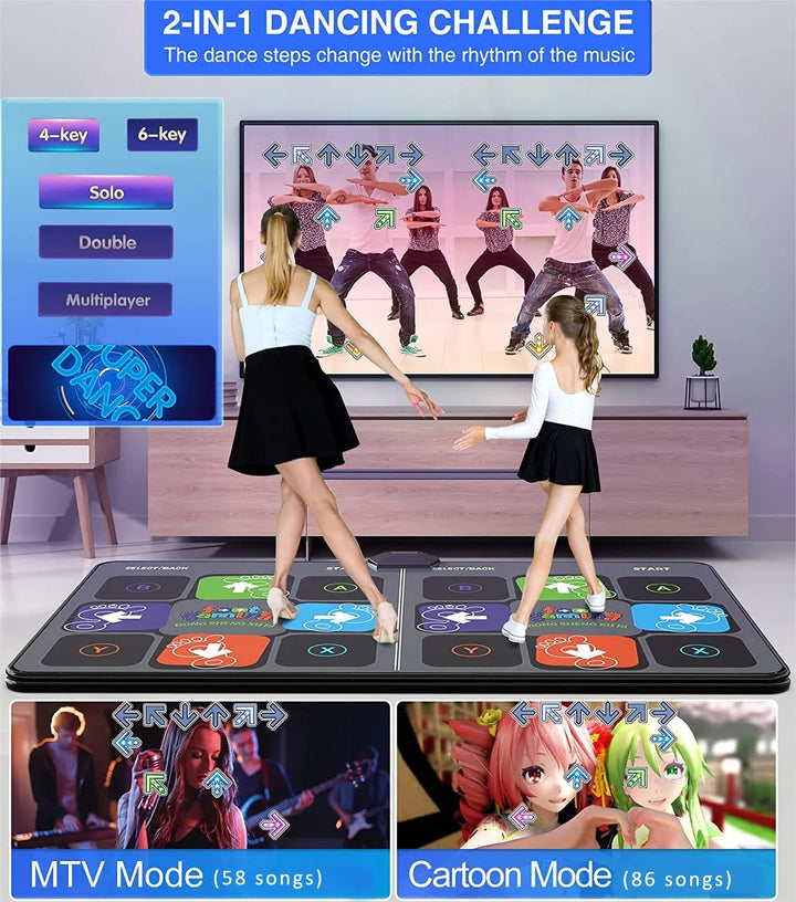 Close-up of the DanceMaster interactive dance mat surface, showing durable material