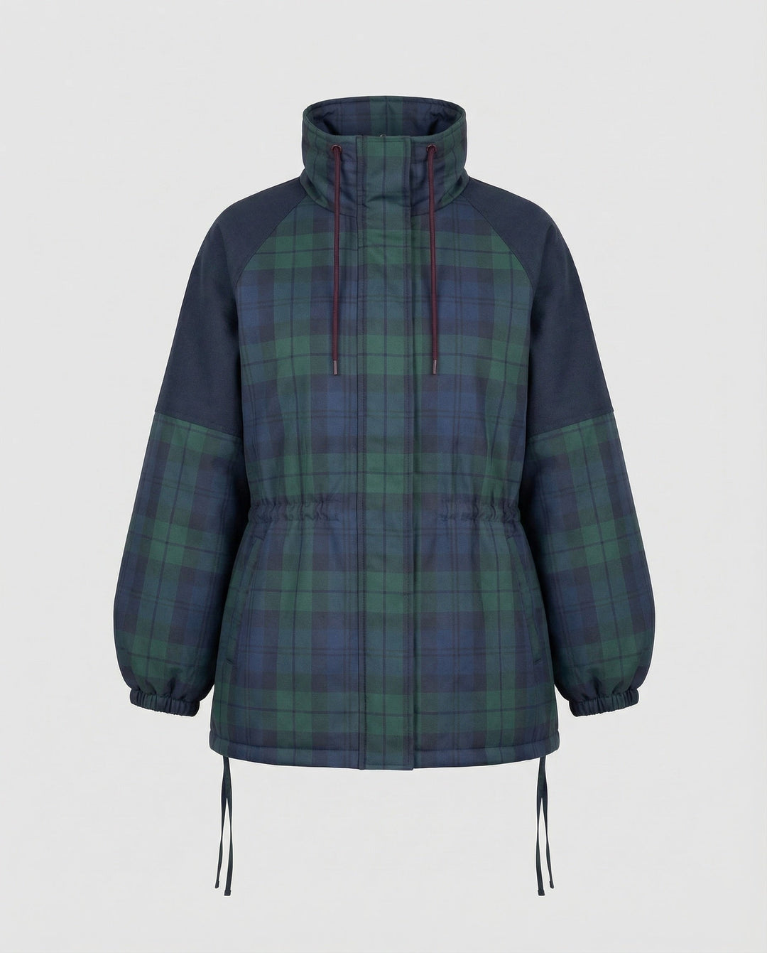 Stylish dark blue plaid utility jacket for women, relaxed fit, perfect for fall & winter casual outfits.