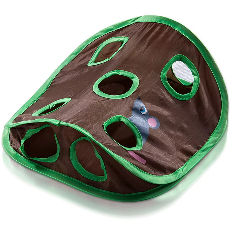 Feline activity dark brown playmat; interactive cat toy stimulates hunting instincts and provides enrichment.