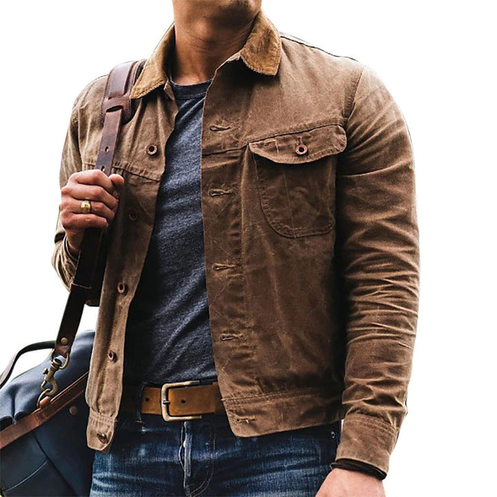 Versatile men's dark brown vintage utility jacket with multiple pockets for casual and stylish everyday wear.