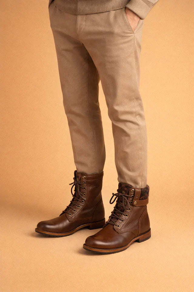 Comfortable dark brown women's lace-up combat ankle boots for everyday style and durability.