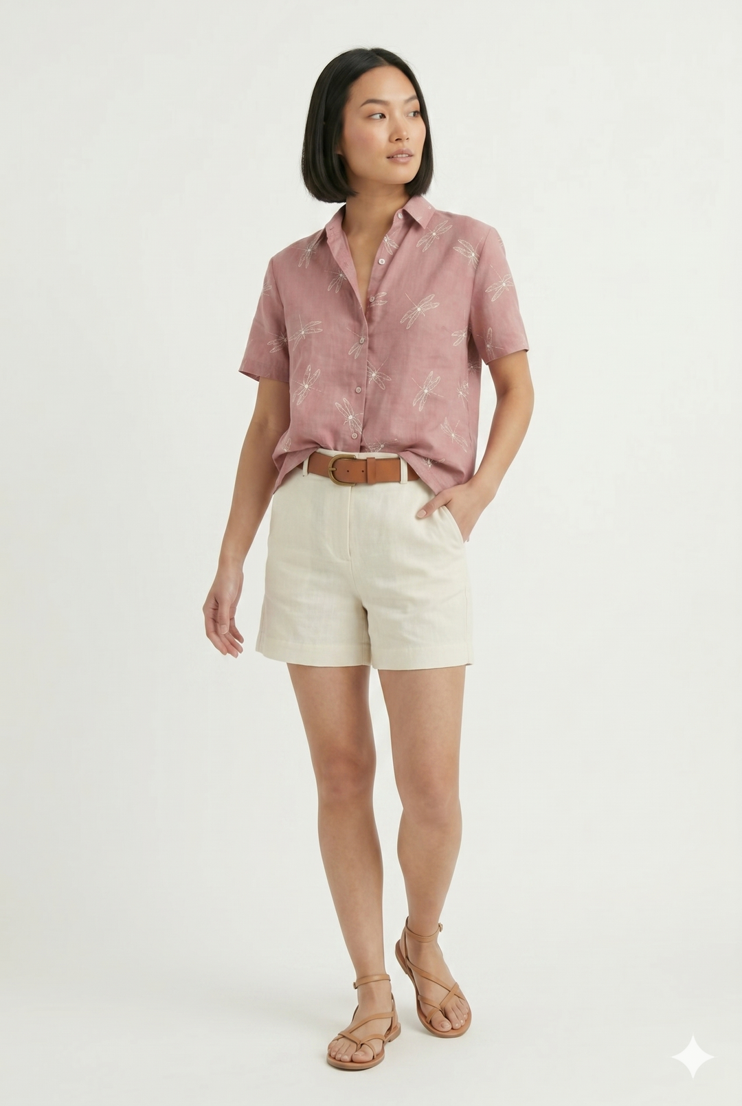 Dark pink women's summer printed button-up shirt with short sleeves, perfect for casual or vacation wear.
