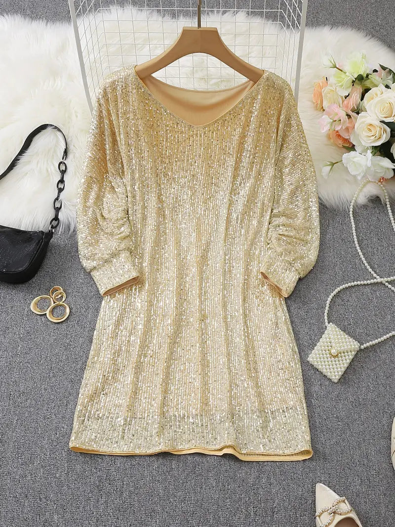 Women's dazzling sequin party dress, a stylish cocktail attire option.