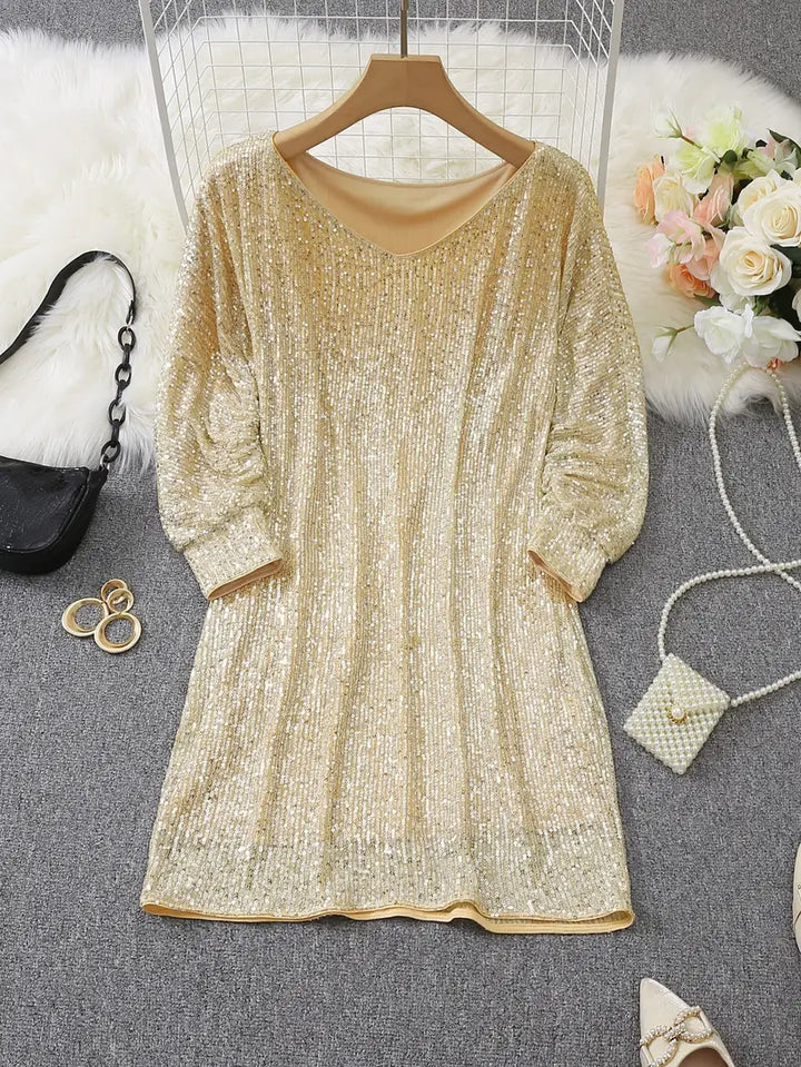 Women's dazzling sequin party dress, a stylish cocktail attire option.