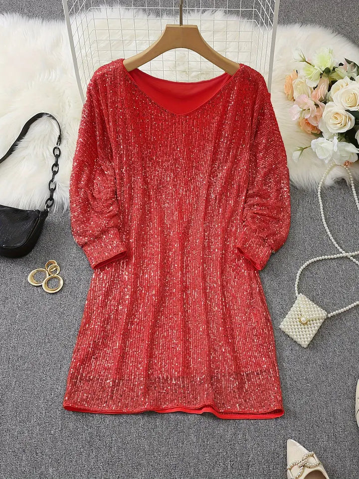 Elegant sequin women's dress, perfect for formal cocktail parties.