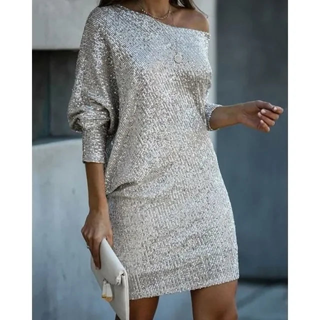 Sparkling cocktail dress for women, sequin details for dazzling party wear.