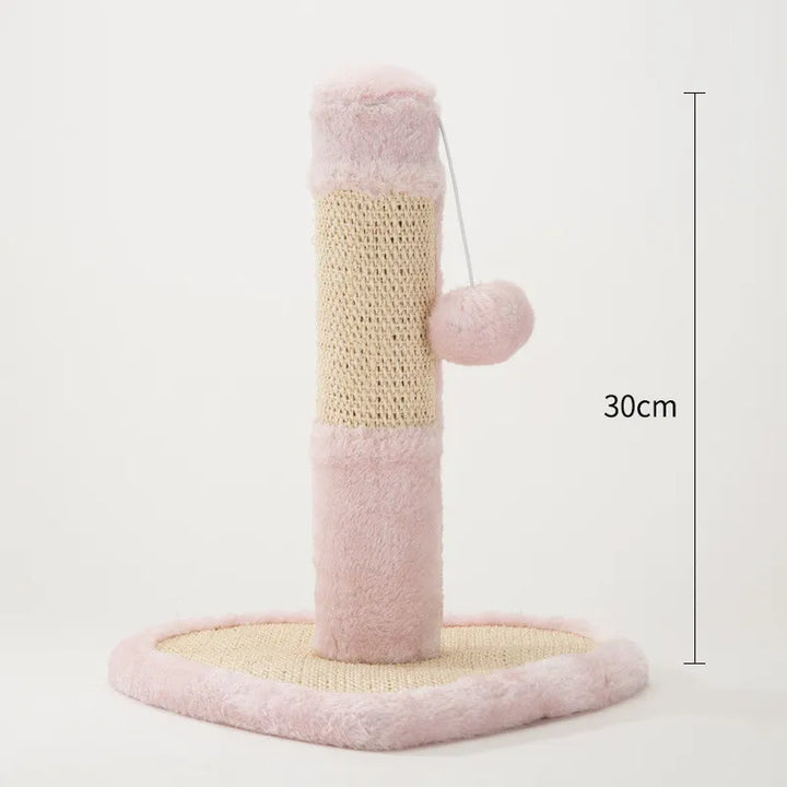 Playful heart & star themed cat scratching post. Sisal material and attached toy offer endless feline enrichment.