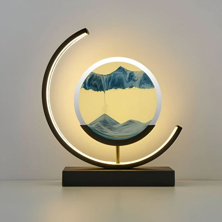 Relaxing LED sand lamp, perfect for bedrooms or living rooms, with dimmable light & mesmerizing moving sand.